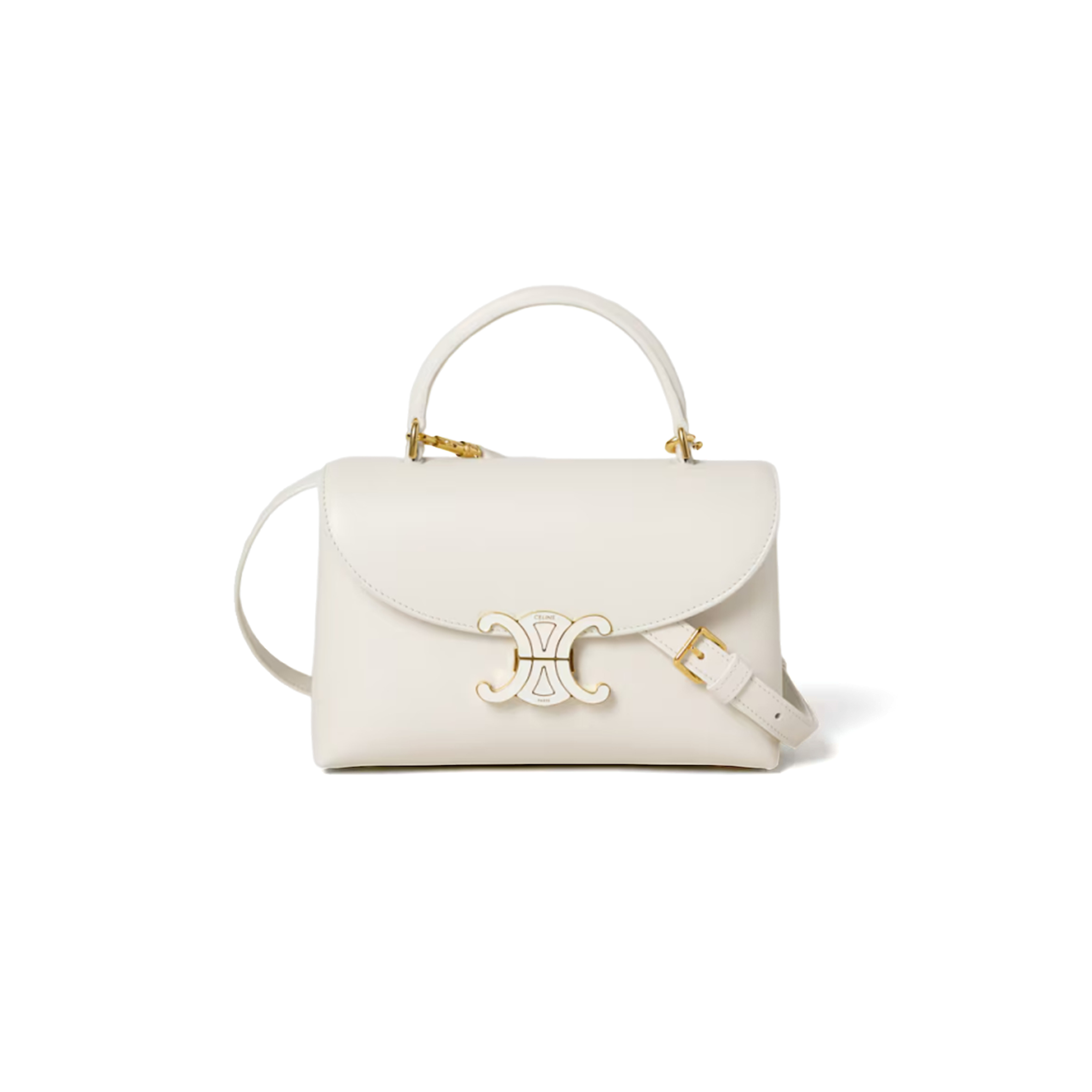 CELINE TEEN NINO BAG IN SMOOTH SATINATED CALFSKIN WITH ENAMEL CLOSURE 118115388.GMU2 (20.5*13*8cm)